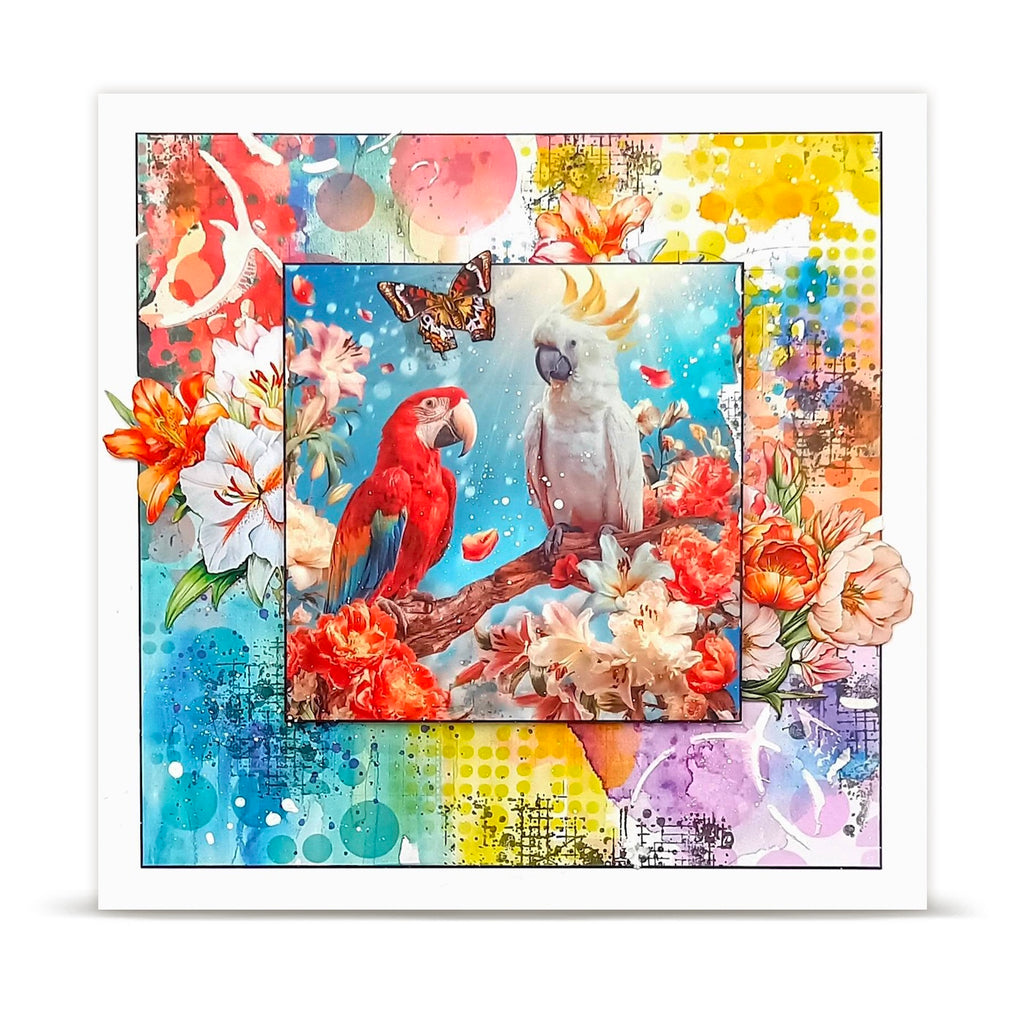 AALL & Create Loving Parrots Layer it up Washi Tape mt-155 birds sitting on branch flowers