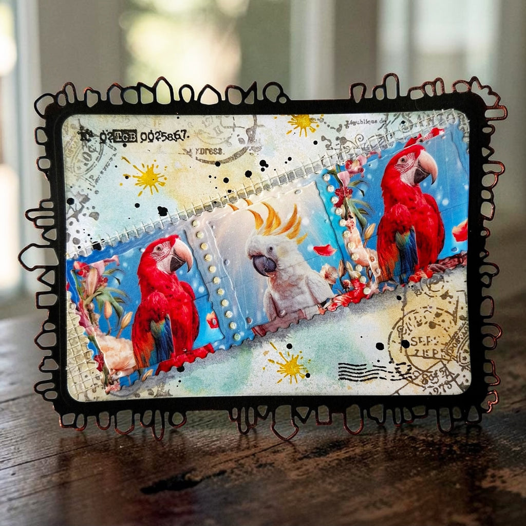 AALL & Create Loving Parrots Layer it up Washi Tape mt-155 red and white bird yellow splats 