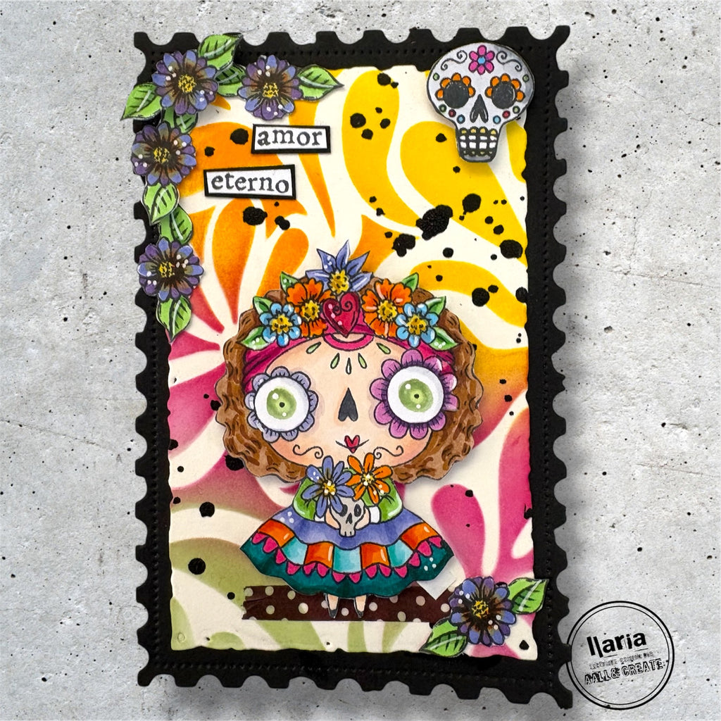 AALL & Create Marigold A7 Clear Stamps 1291 skull
