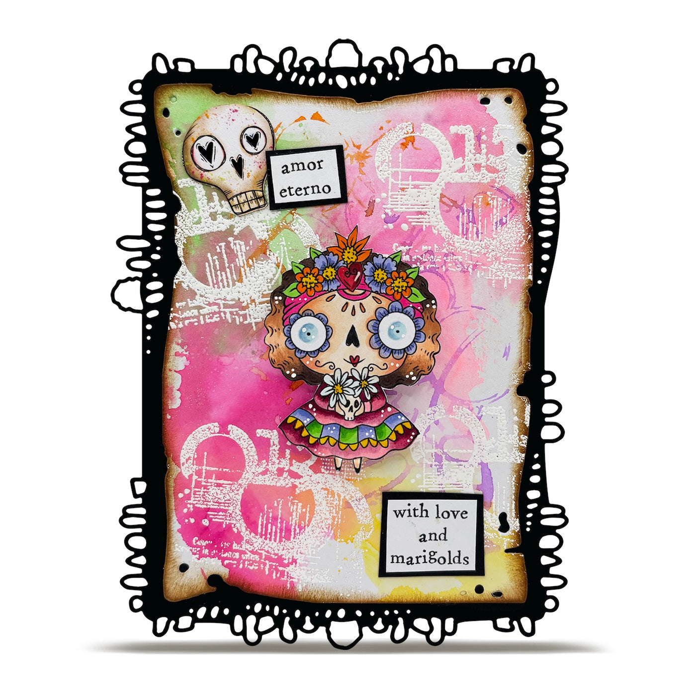 AALL & Create Marigold A7 Clear Stamps 1291 skull marigolds