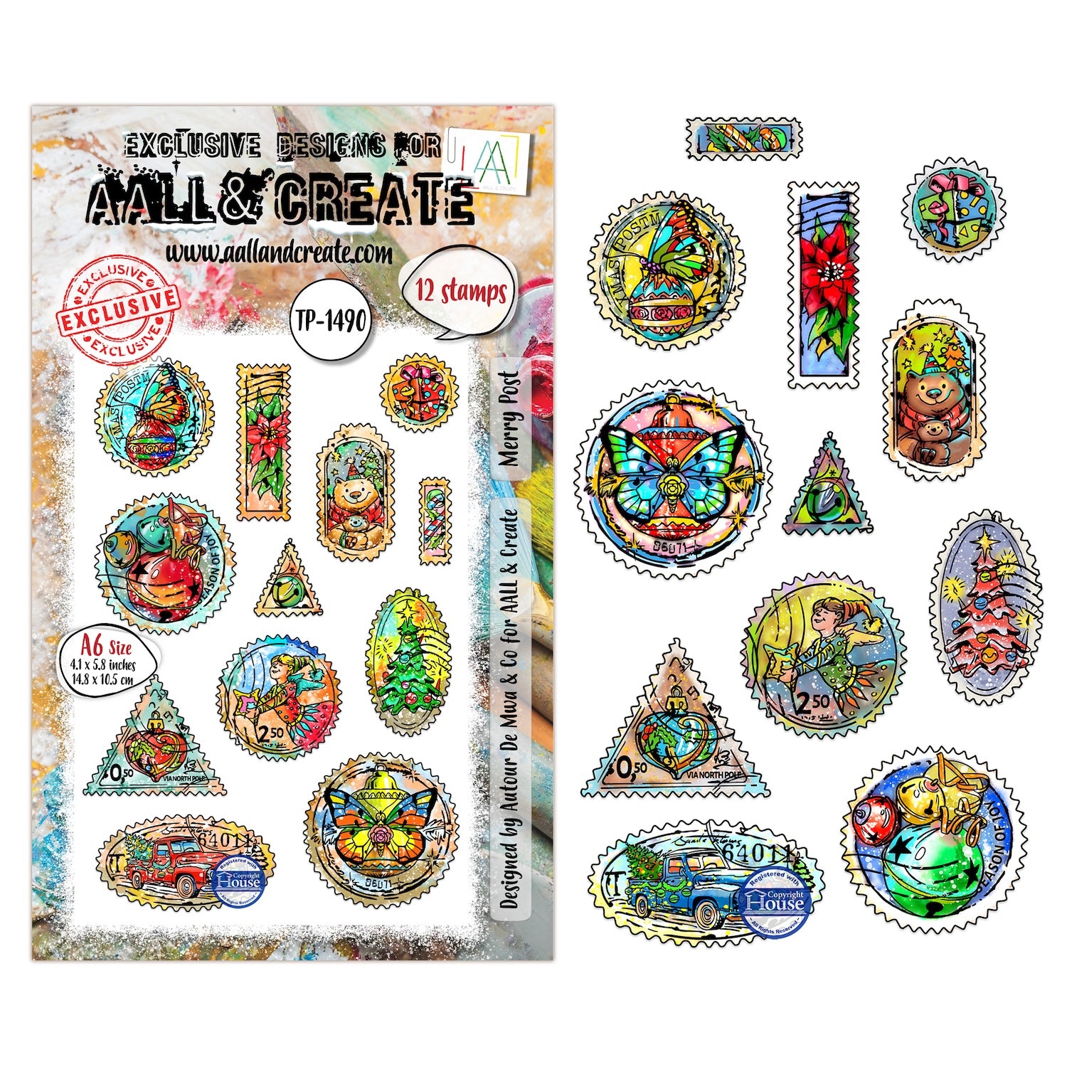 AALL & Create Merry Post A6 Clear Stamp Set 1490