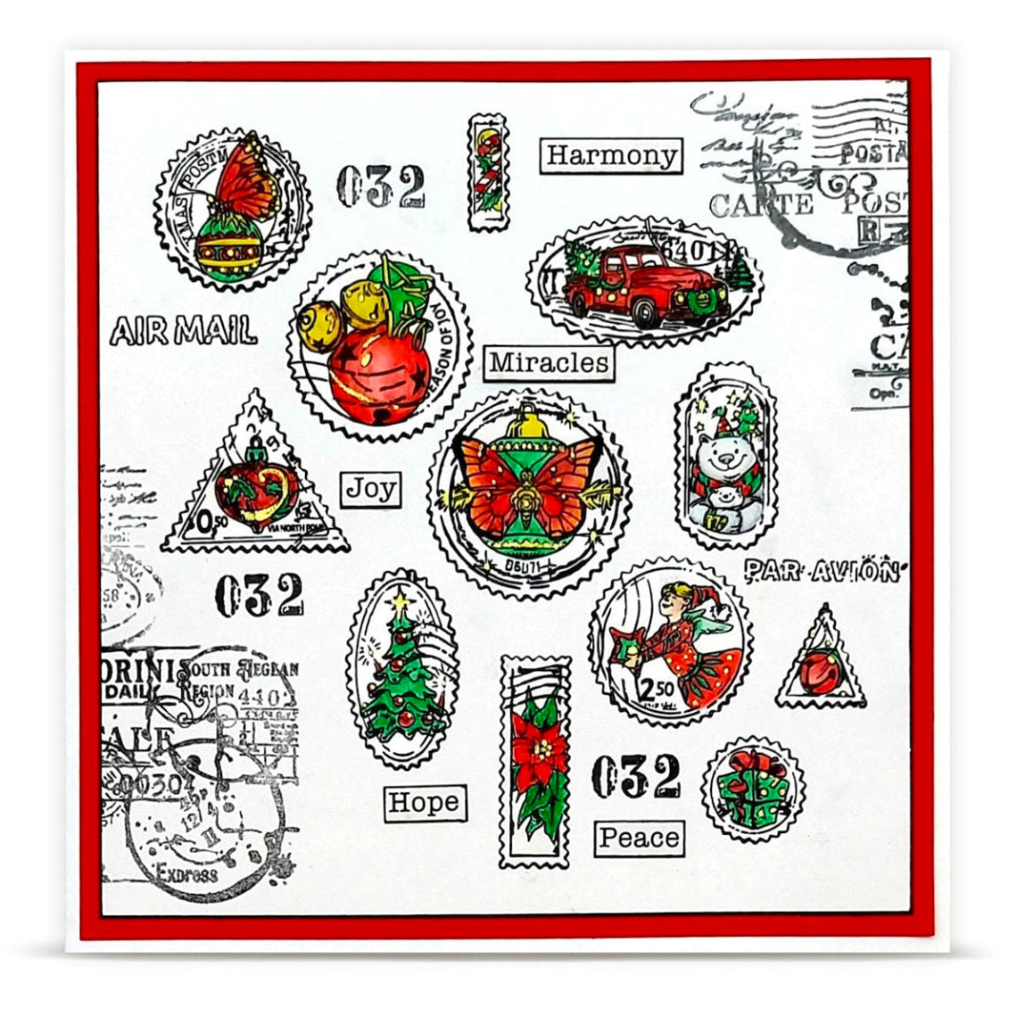 AALL & Create Merry Post A6 Clear Stamp Set 1490 red car butterfly polar bear stamps card