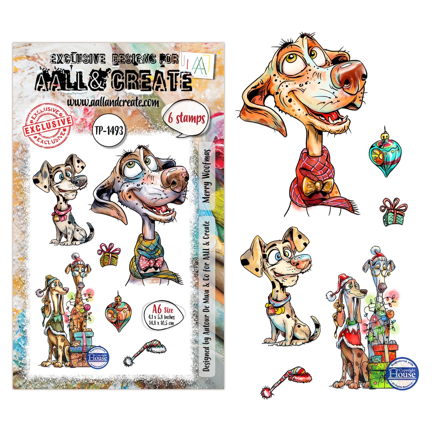 AALL & Create Merry Woofmas A6 Clear Stamp Set 1493