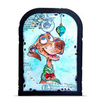 AALL & Create Merry Woofmas A6 Clear Stamp Set 1493 dog wearing scarf black trim card