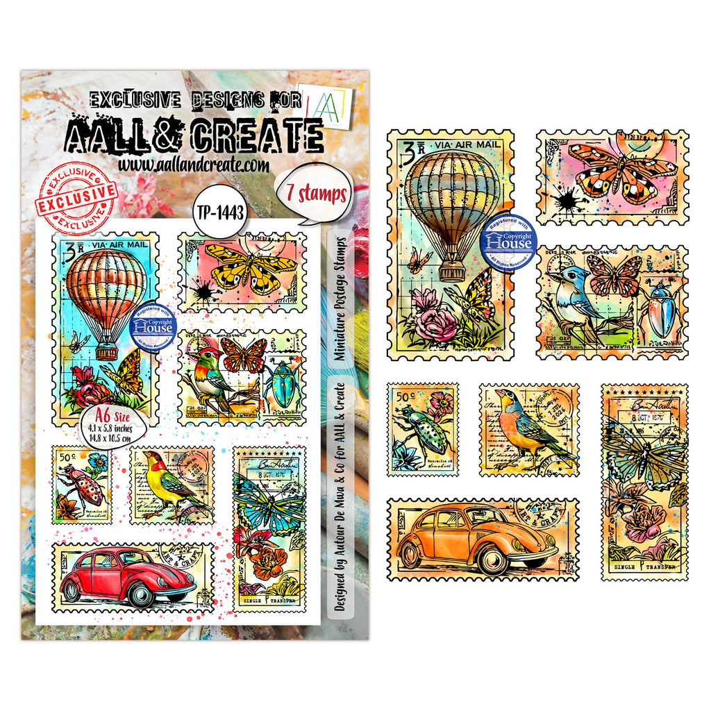 AALL & Create Miniature Postage Stamps A6 Clear Stamp Set 1443