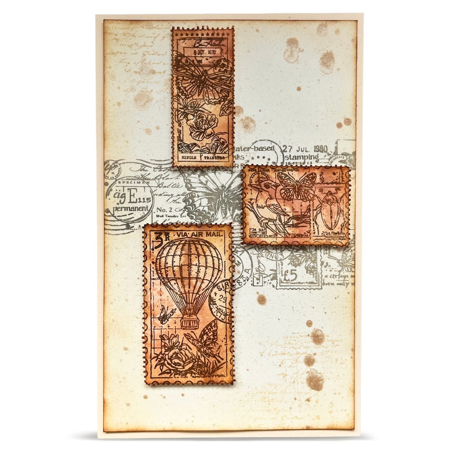 AALL & Create Miniature Postage Stamps A6 Clear Stamp Set 1443 butterfly