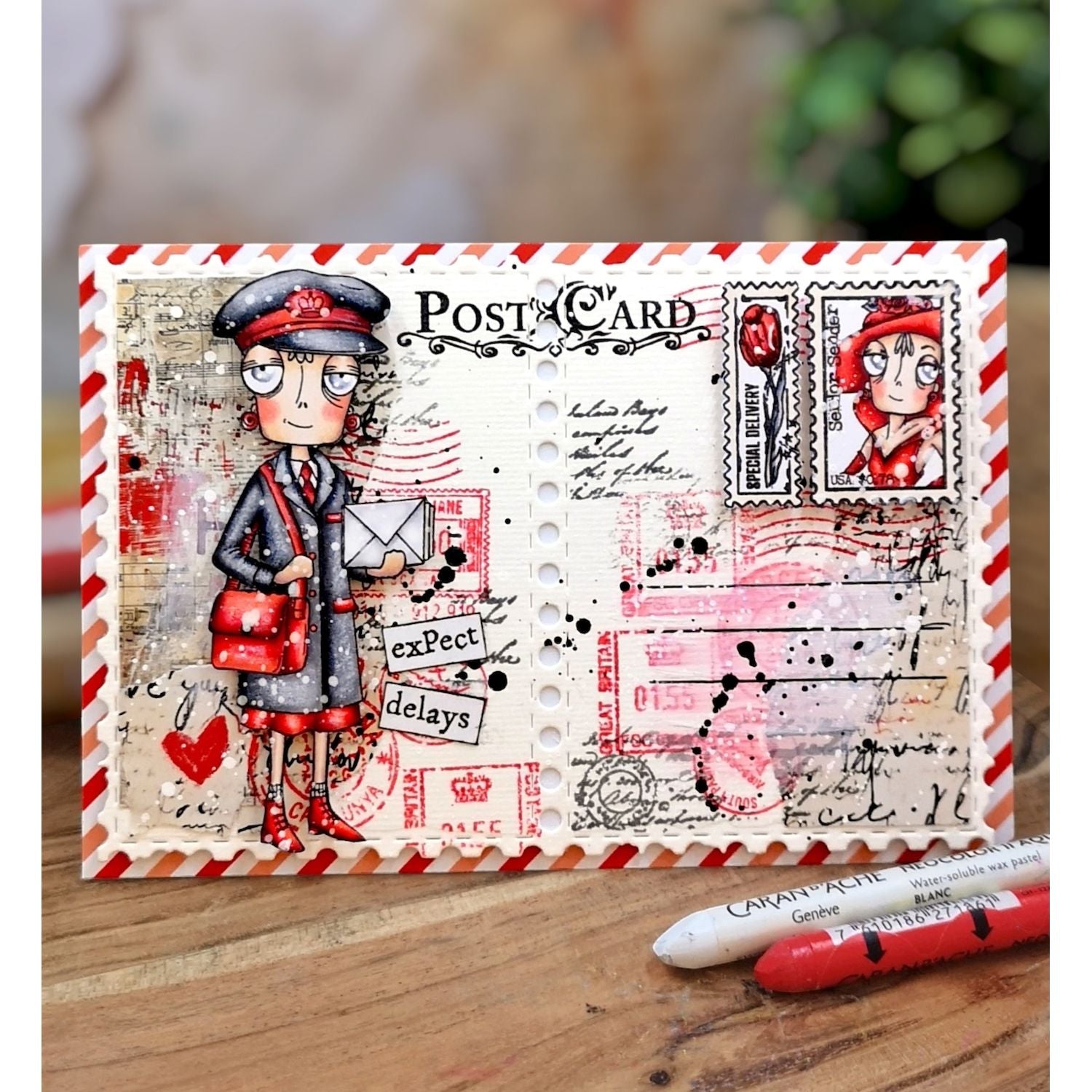 AALL & Create Miss Dee First Class A7 Clear Stamp Set 1378 post card