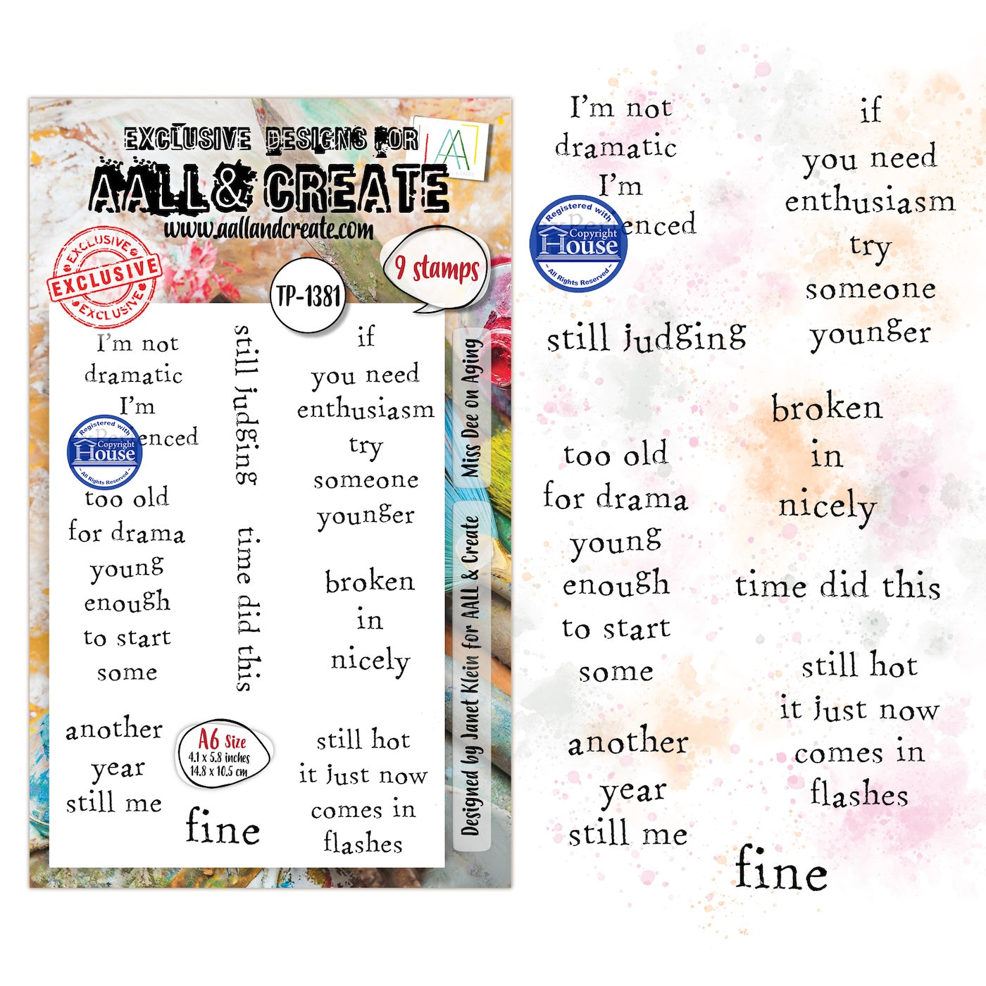 AALL & Create Miss Dee on Aging A6 Clear Stamp Set 1381