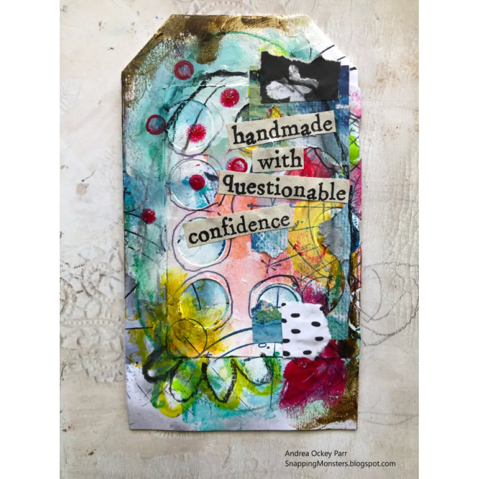 AALL & Create Miss Dee on Crafting A6 Clear Stamp Set 1382 circles tie dye background handmade with questionable confidence tag card | color-code:ALT01