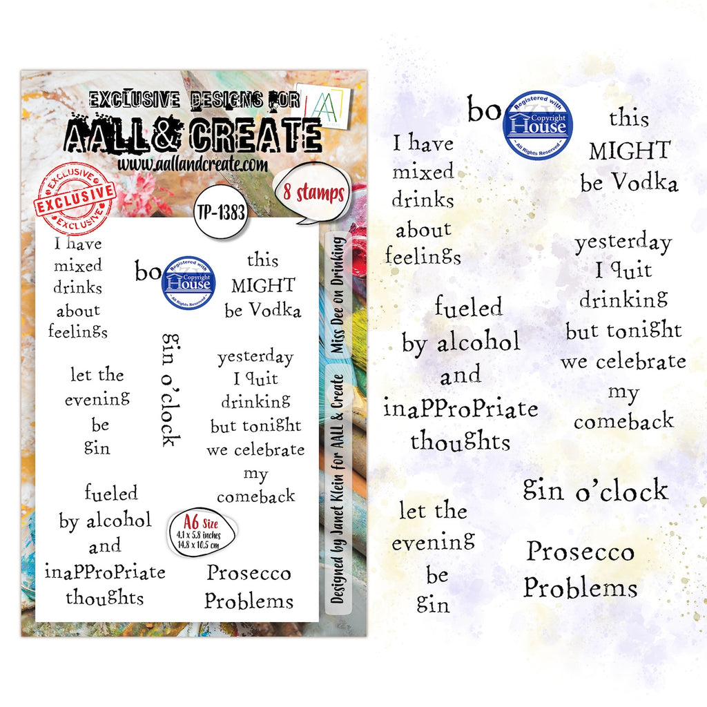 AALL & Create Miss Dee on Drinking A6 Clear Stamp Set 1383