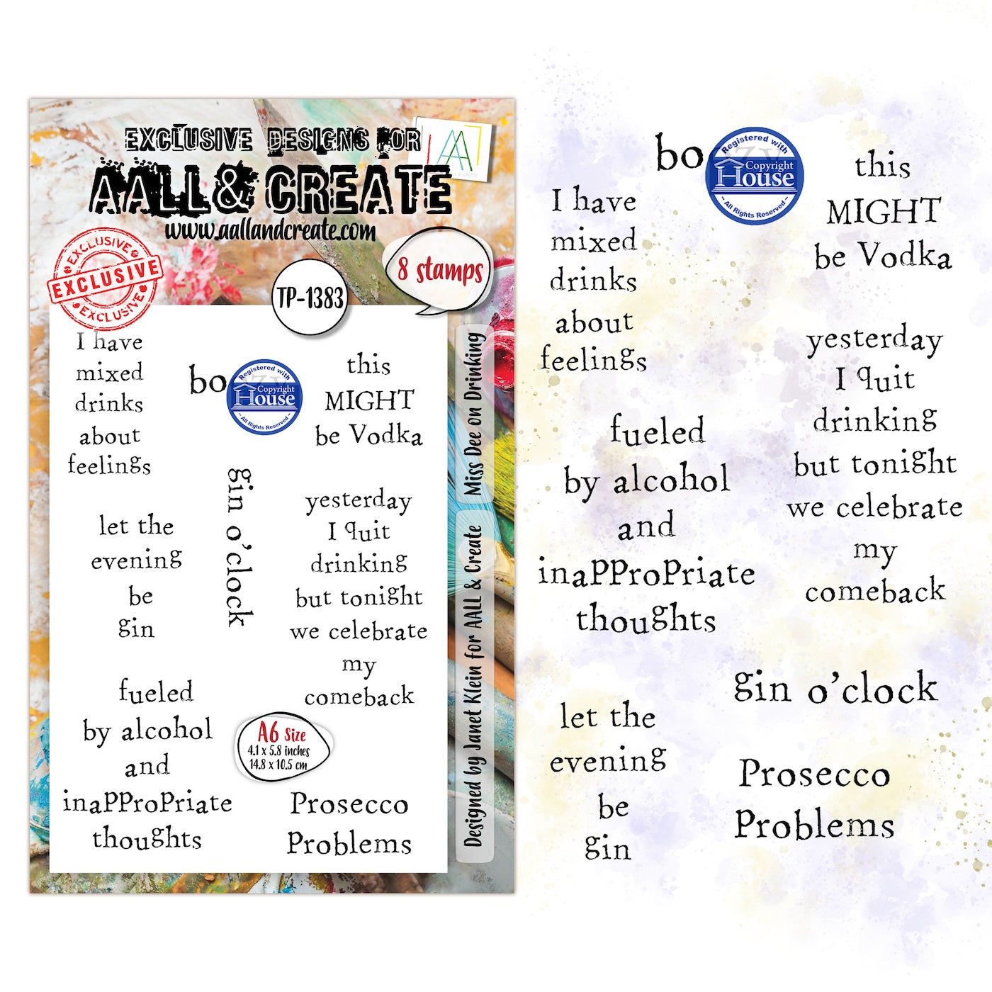 AALL & Create Miss Dee on Drinking A6 Clear Stamp Set 1383