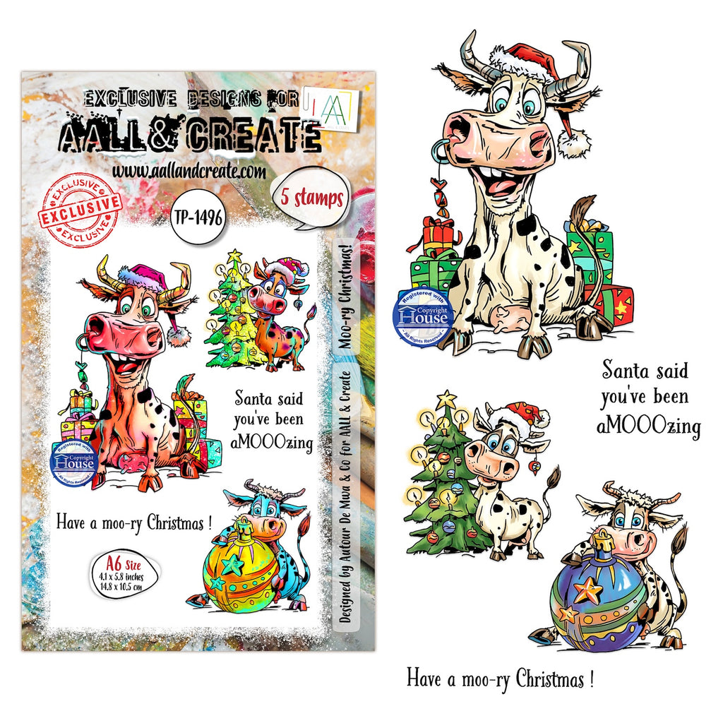 AALL & Create Moo-ry Christmas! A6 Clear Stamp Set 1496