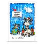 AALL & Create Moo-ry Christmas! A6 Clear Stamp Set 1496 cow with presents red bird clouds christmas card