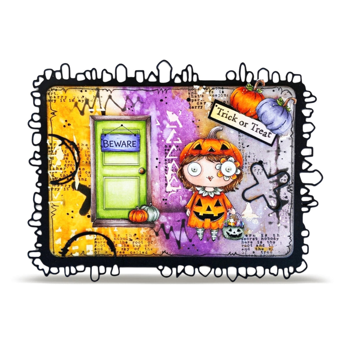 AALL & Create More Candy A7 Clear Stamp Set 1419 green door pumpkin dress trick or treat card