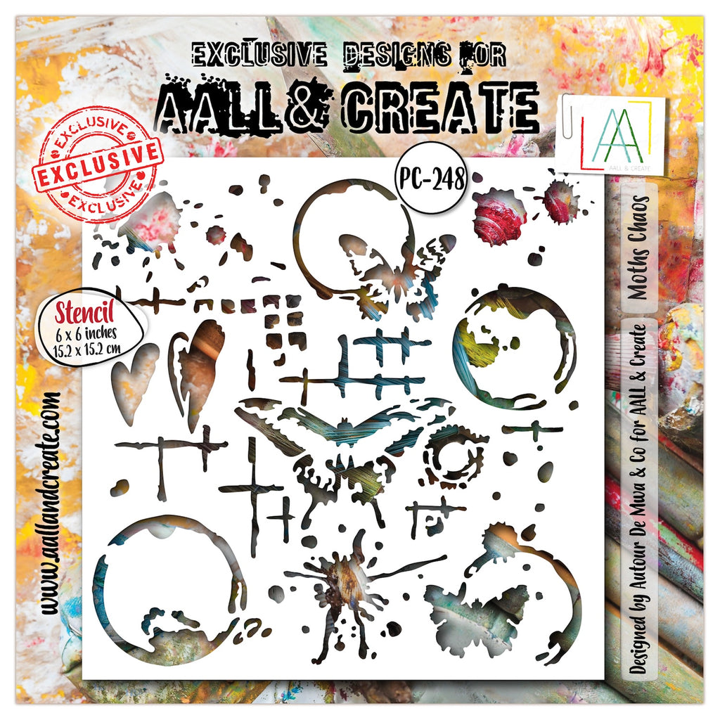 AALL & Create Moths Chaos 6x6 Stencil 248