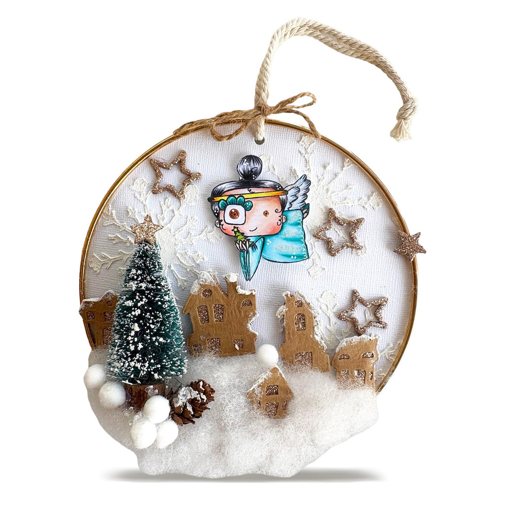 AALL & Create Noel A7 Clear Stamp Set 1391 stars snowballs angel flying circle card