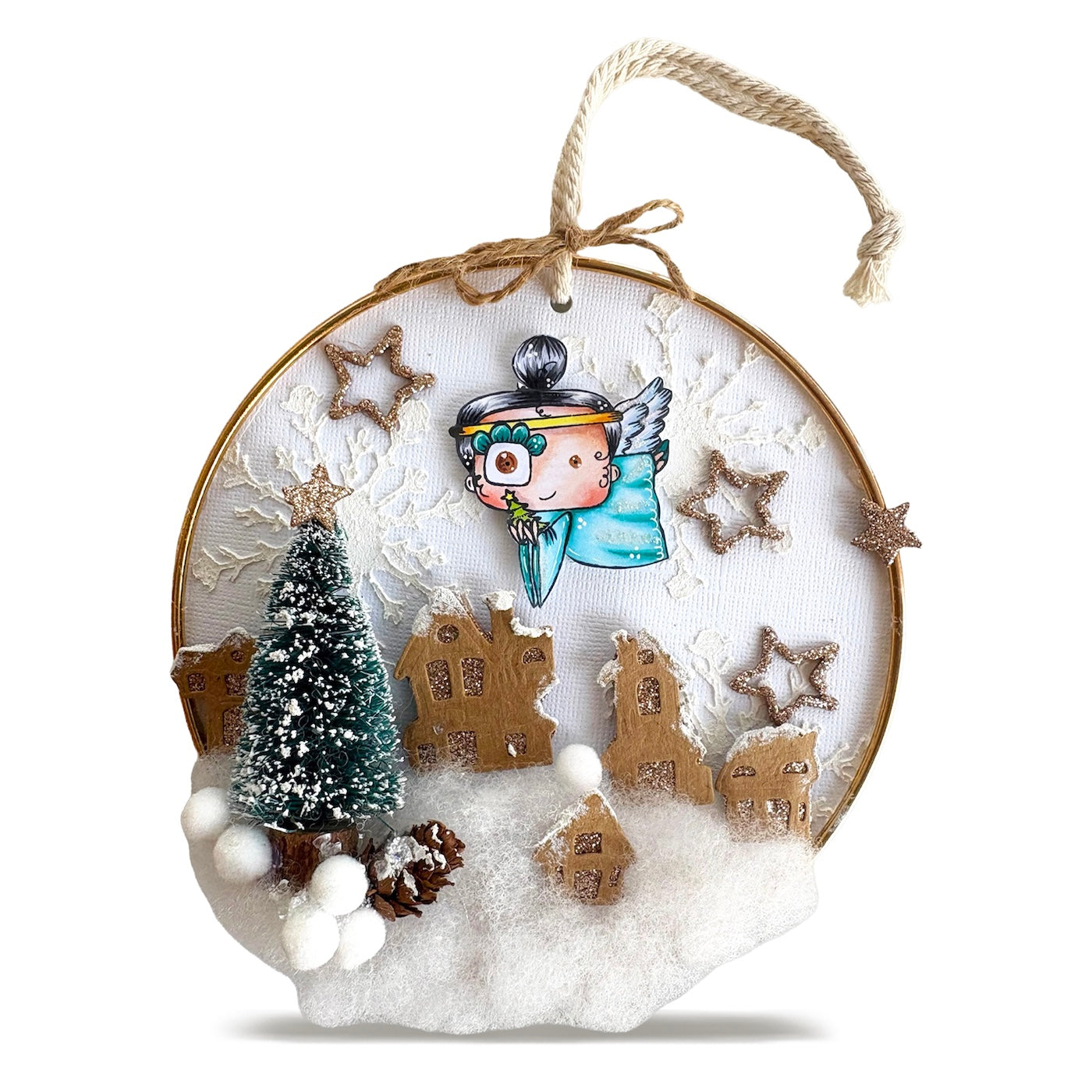 AALL & Create Noel A7 Clear Stamp Set 1391 stars snowballs angel flying circle card