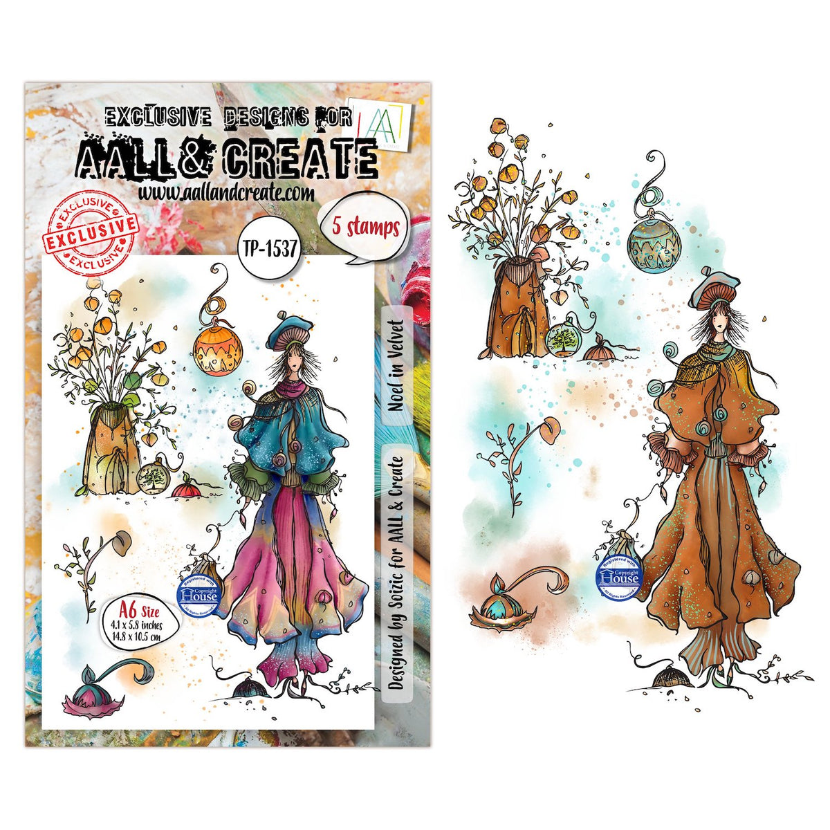 AALL & Create Noel in Velvet A6 Clear Stamp Set 1537