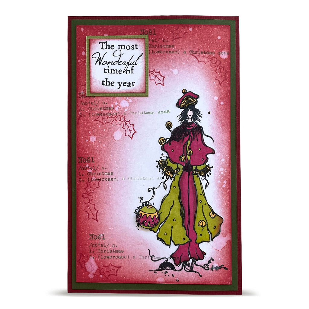 AALL & Create Noel in Velvet A6 Clear Stamp Set 1537 red and green dress noel garland and berries the most wonderful time of the year card 