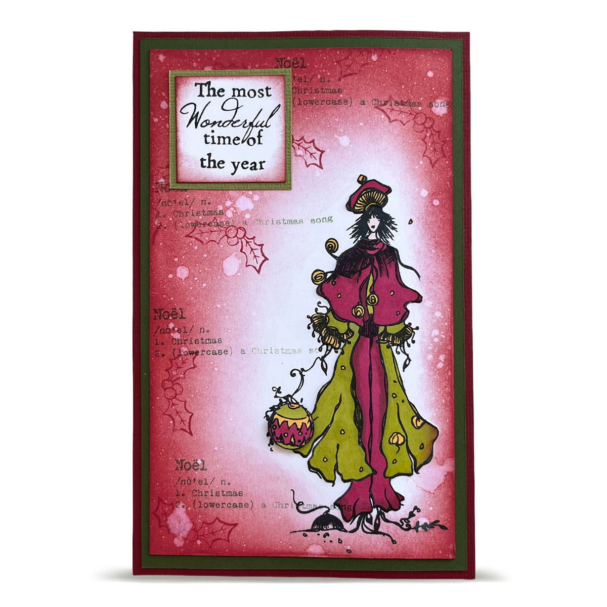 AALL & Create Noel in Velvet A6 Clear Stamp Set 1537 red and green dress noel garland and berries the most wonderful time of the year card 