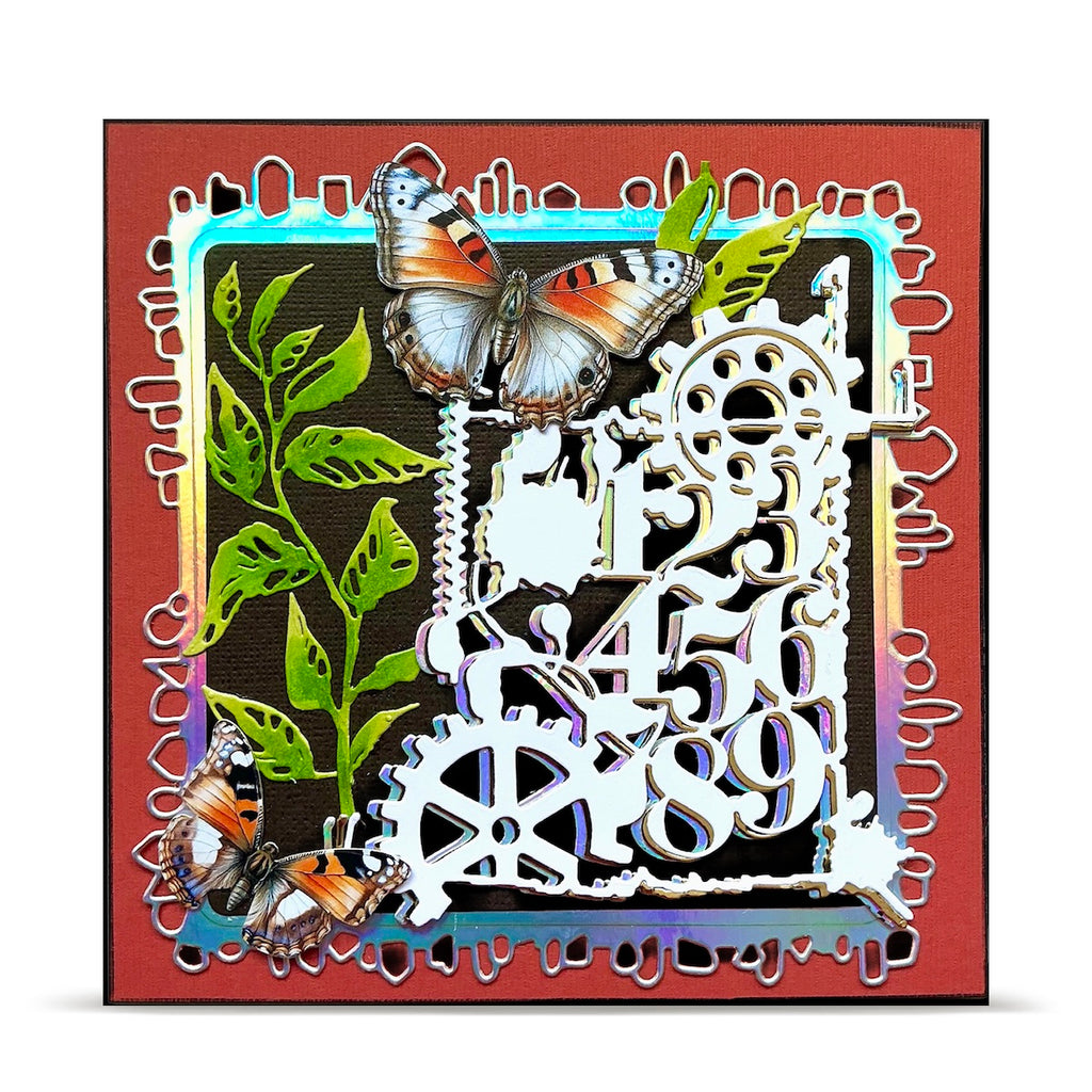 AALL & Create Number Crunching Die di-021 colored butterflies numbers leaves 