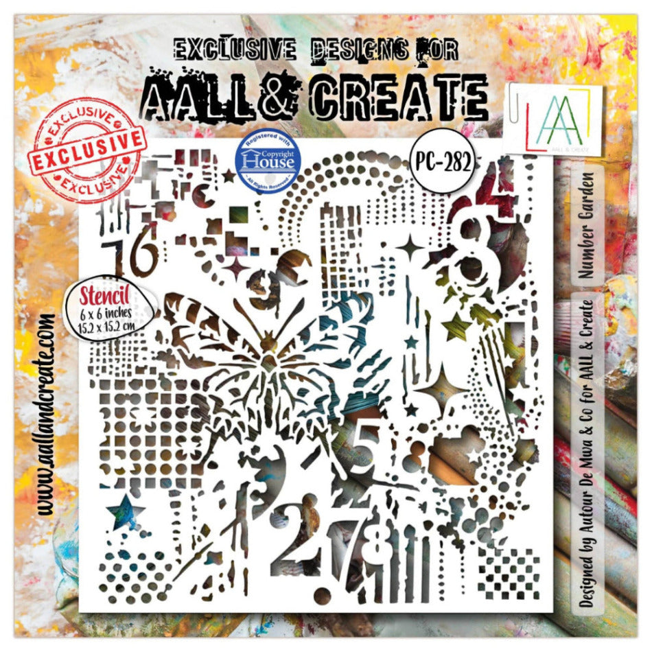 AALL & Create Number Garden 6x6 Stencil pc-282