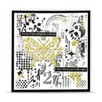 AALL & Create Number Garden 6x6 Stencil pc-282 gold butterfly stars numbers black trim card