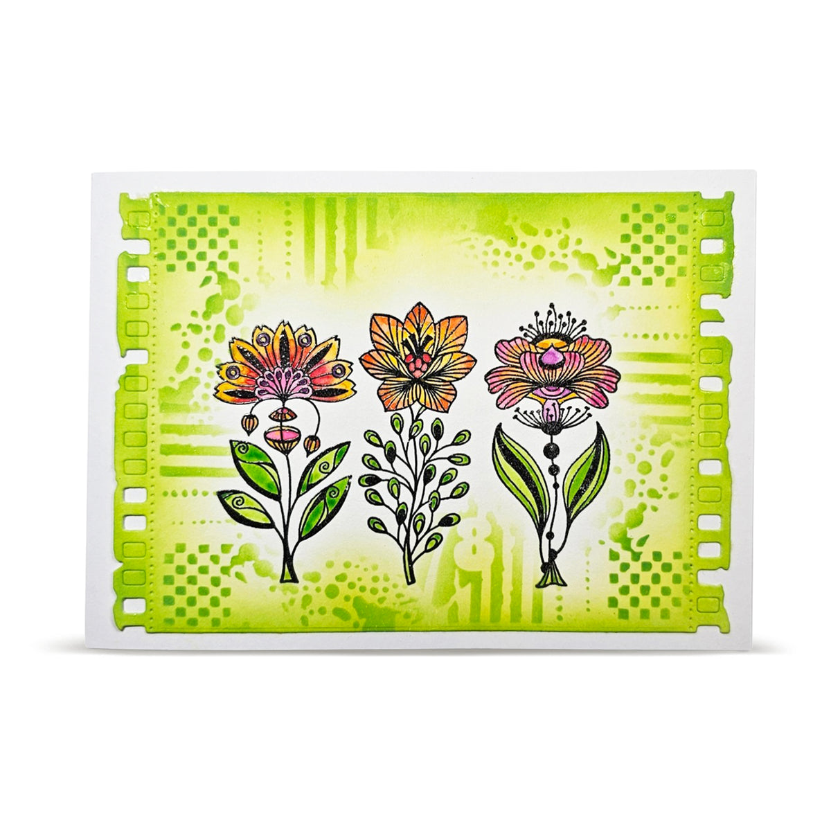 AALL & Create Number Garden 6x6 Stencil pc-282 pattern flower petals green leaves card