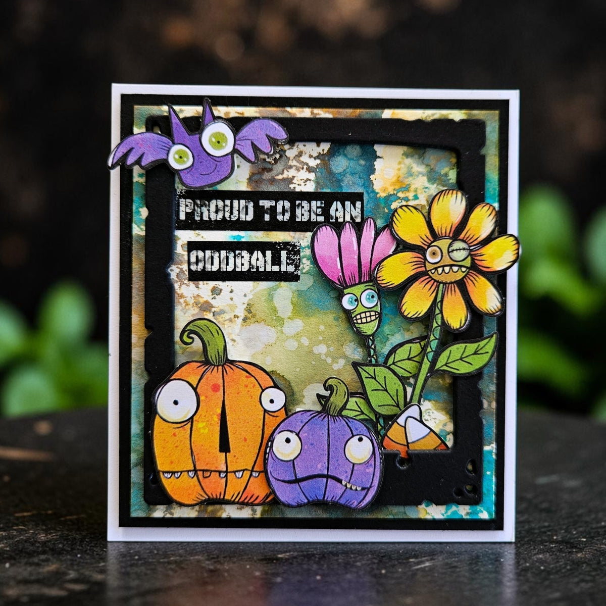 AALL & Create Peek A Frames Dies di-132 pumpkins flowers bat oddball card