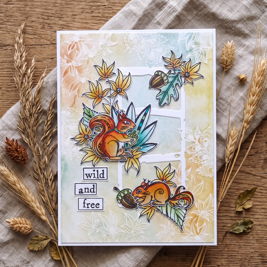 AALL & Create Peek A Frames Dies di-132 squirrels acorns wild and free card