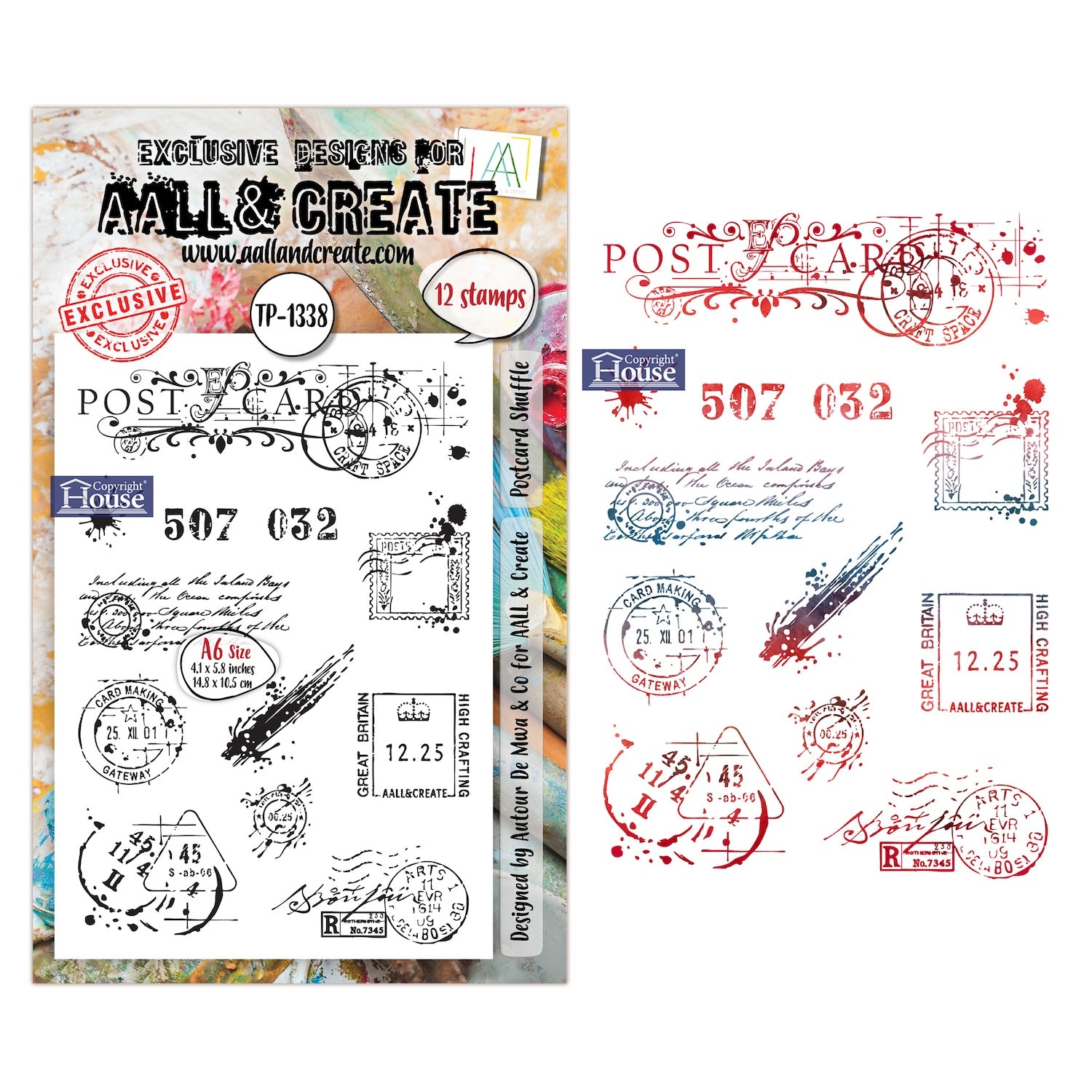 AALL & Create Postcard Shuffle A6 Clear Stamp Set 1338