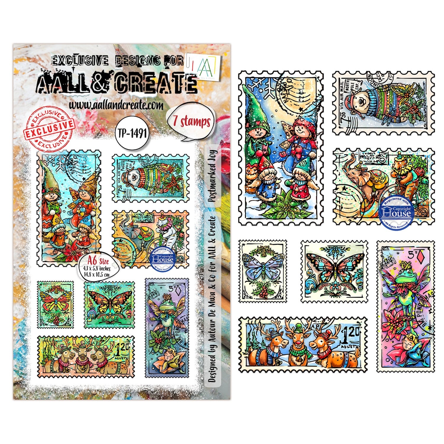 AALL & Create Postmarked Joy A6 Clear Stamp Set 1491