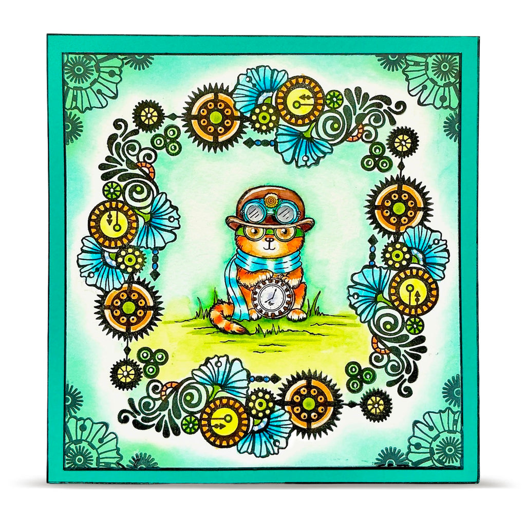 AALL & Create Precision Paws A7 Clear Stamp Set 1373 steampunk cat
