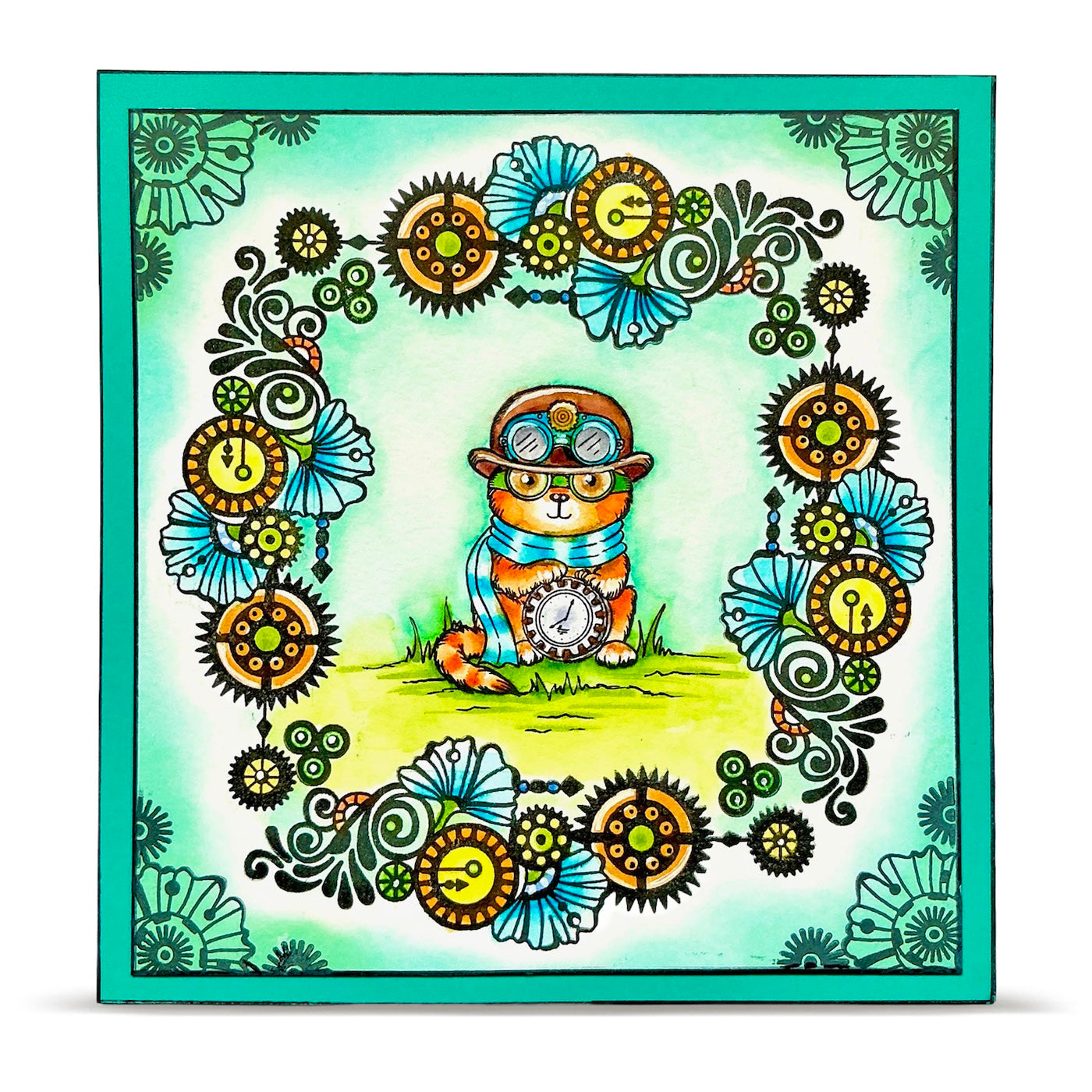 AALL & Create Precision Paws A7 Clear Stamp Set 1373 steampunk cat