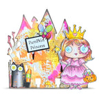 AALL & Create Pumpkin Princess A7 Clear Stamp Set 1423 gold crown black cat fly card