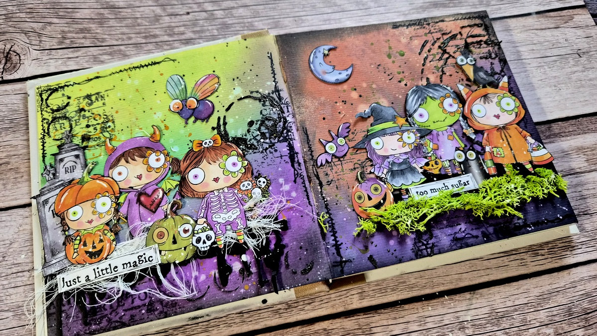 AALL & Create Pumps & Skullz Ephemera Die-Cuts 21 witch zombie skeleton pumpkins just a little magic card | color-code:ALT01