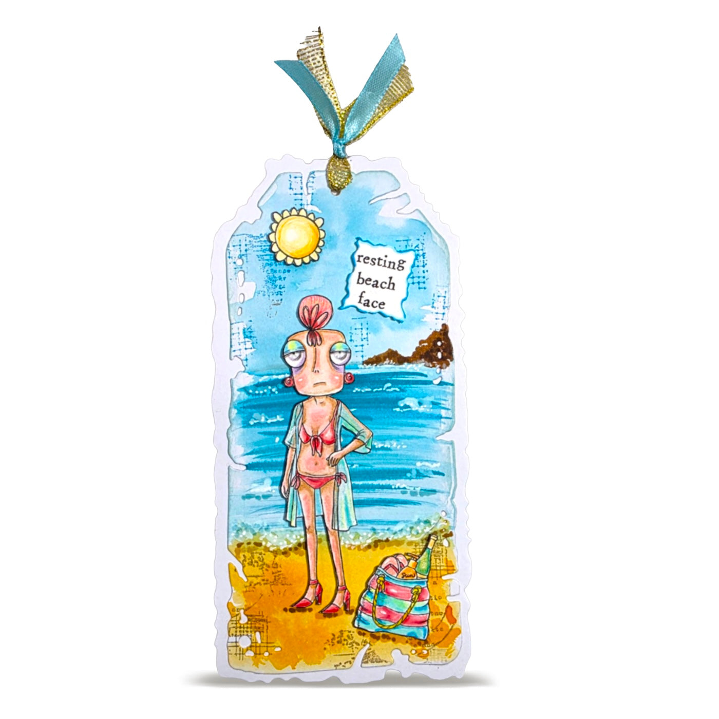 AALL & Create Salty Dee A7 Clear Stamp Set 1439 ocean sand beach bag pink bathing suit card