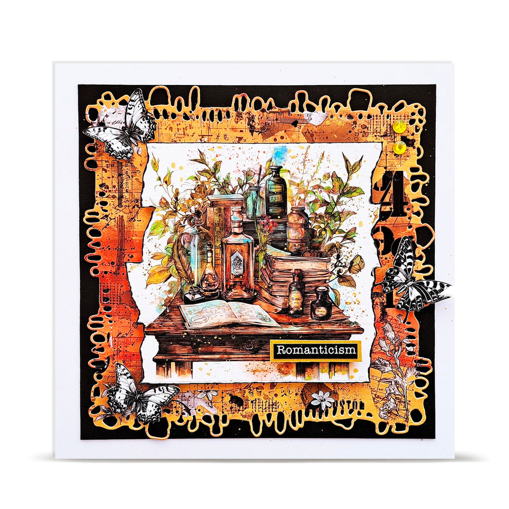 AALL & Create Scriptorium Leaf Layer it up Washi Tape mt-160 books on table glass jars butterflies card