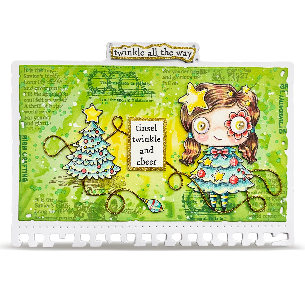 AALL & Create Sparkle Season A7 Clear Stamp Set 1393 christmas tree dress twinkle all the way card