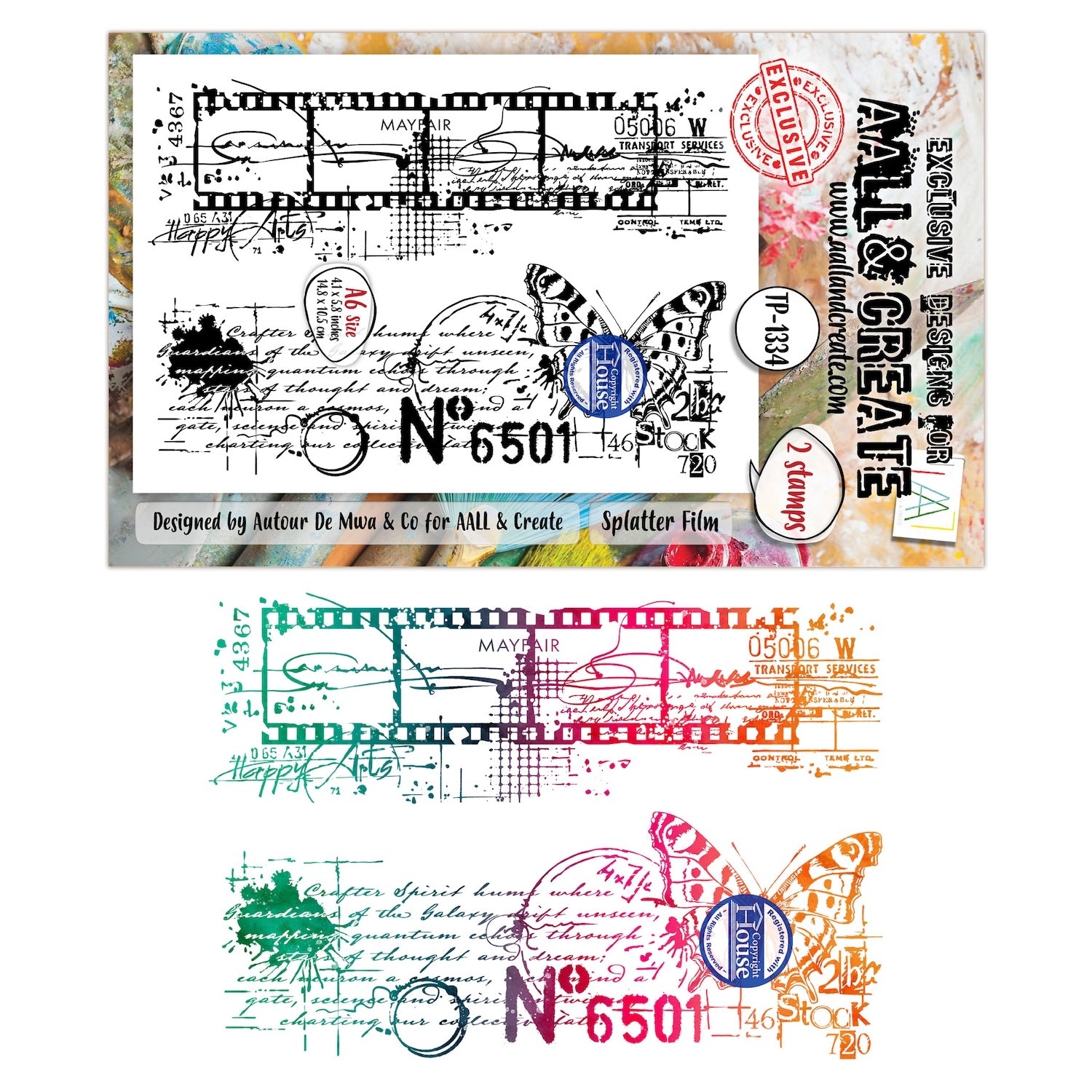 AALL & Create Splatter Film A6 Clear Stamp Set 1334