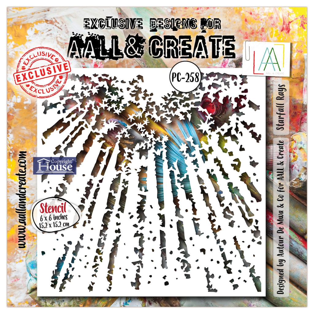 AALL & Create Starfall Rays 6x6 Stencil pc-258
