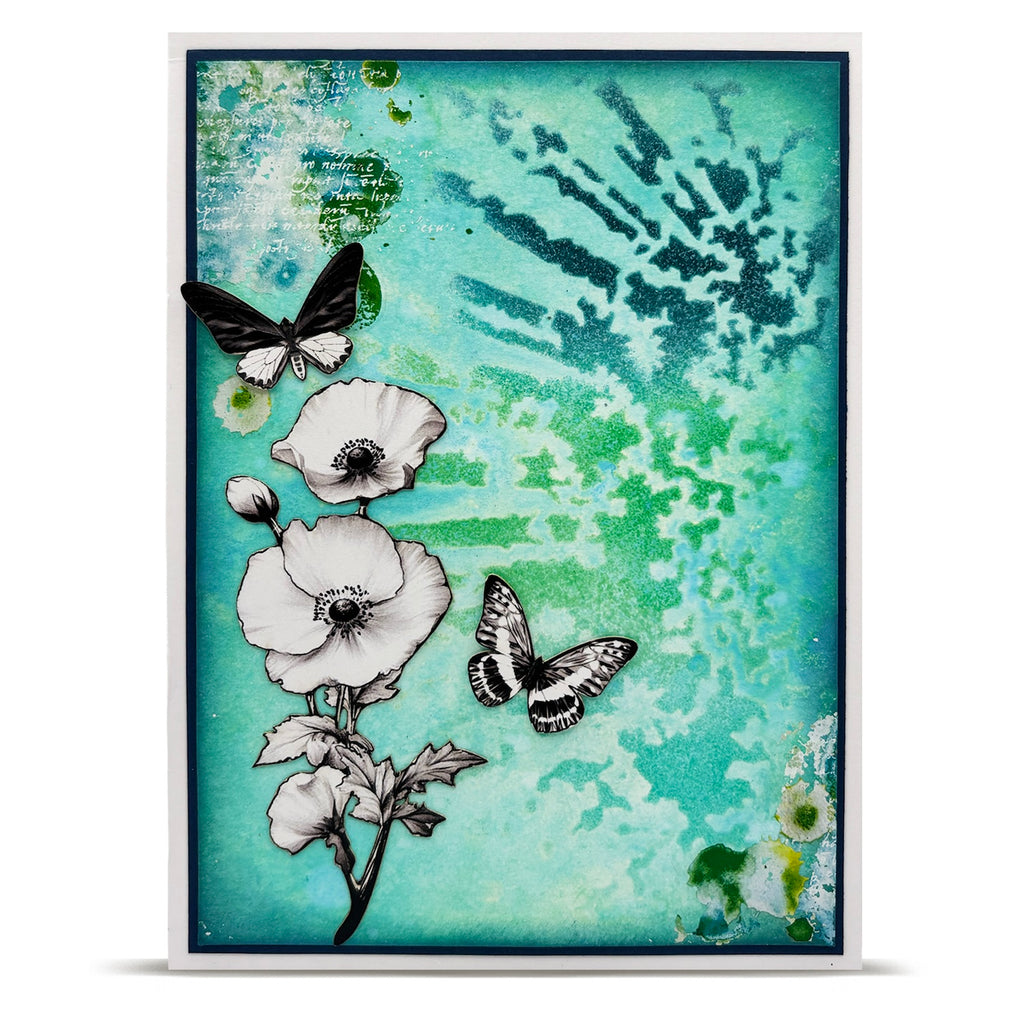 AALL & Create Starfall Rays 6x6 Stencil pc-258 aqua background
