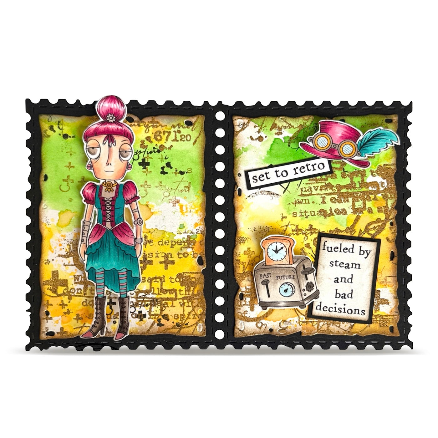 AALL & Create Steaming Dee A7 Clear Stamp Set 1375 fueled by steam and bad decisions