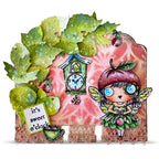 AALL & Create Sugarplum A7 Clear Stamp Set 1394 leaves birdhouse fairy lace bottom card