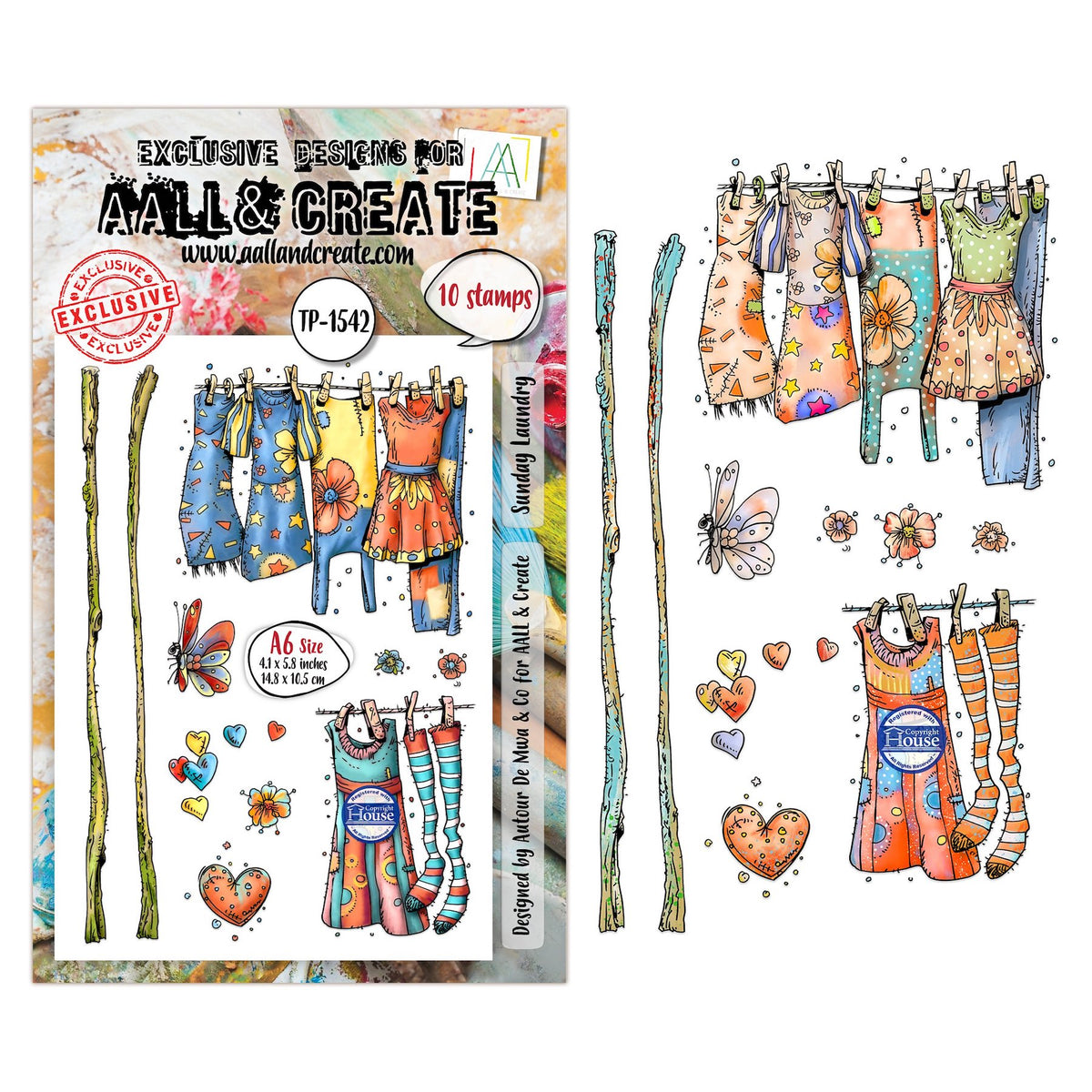 AALL & Create Sunday Laundry A6 Clear Stamp Set 1542