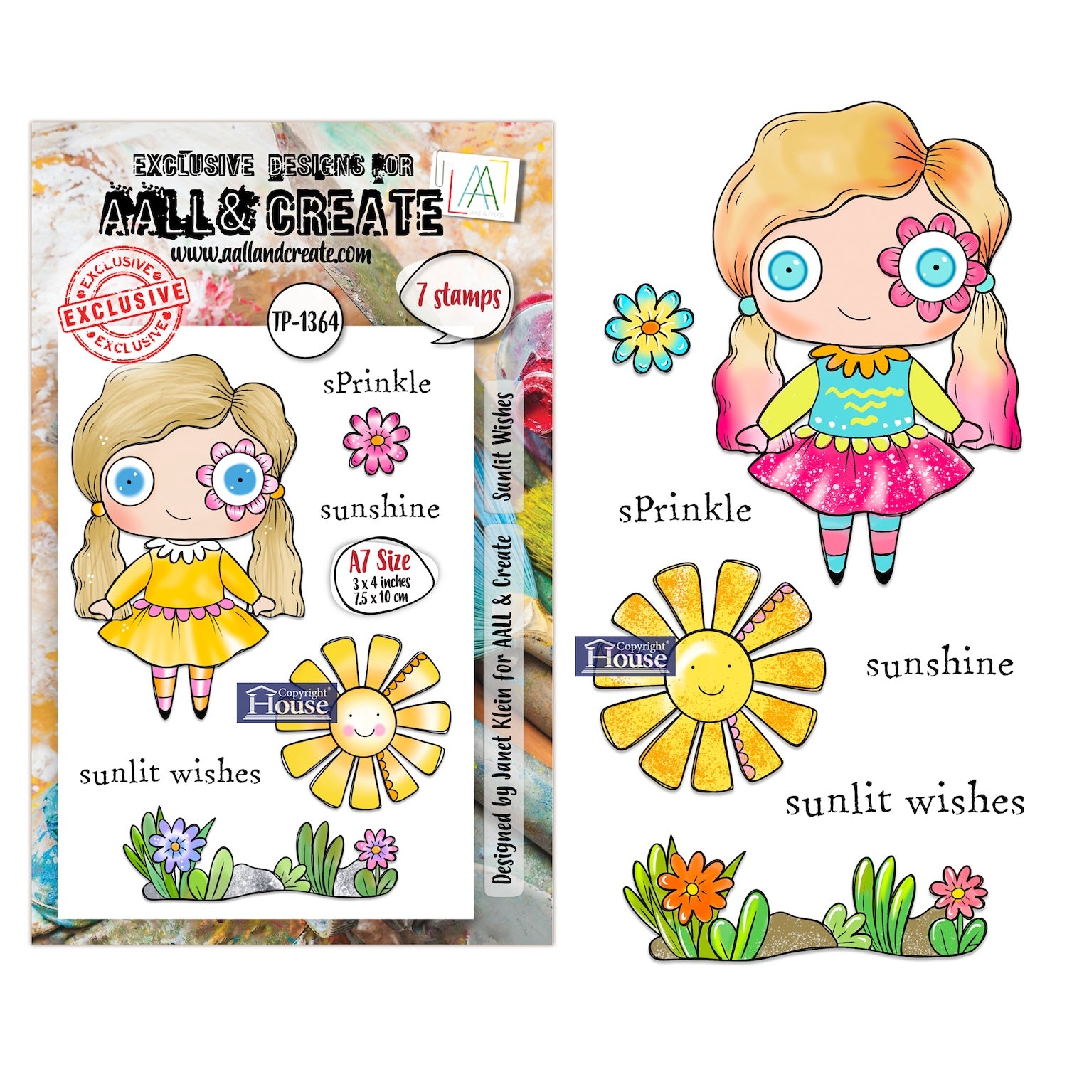 AALL & Create Sunlit Wishes A7 Clear Stamp Set 1364