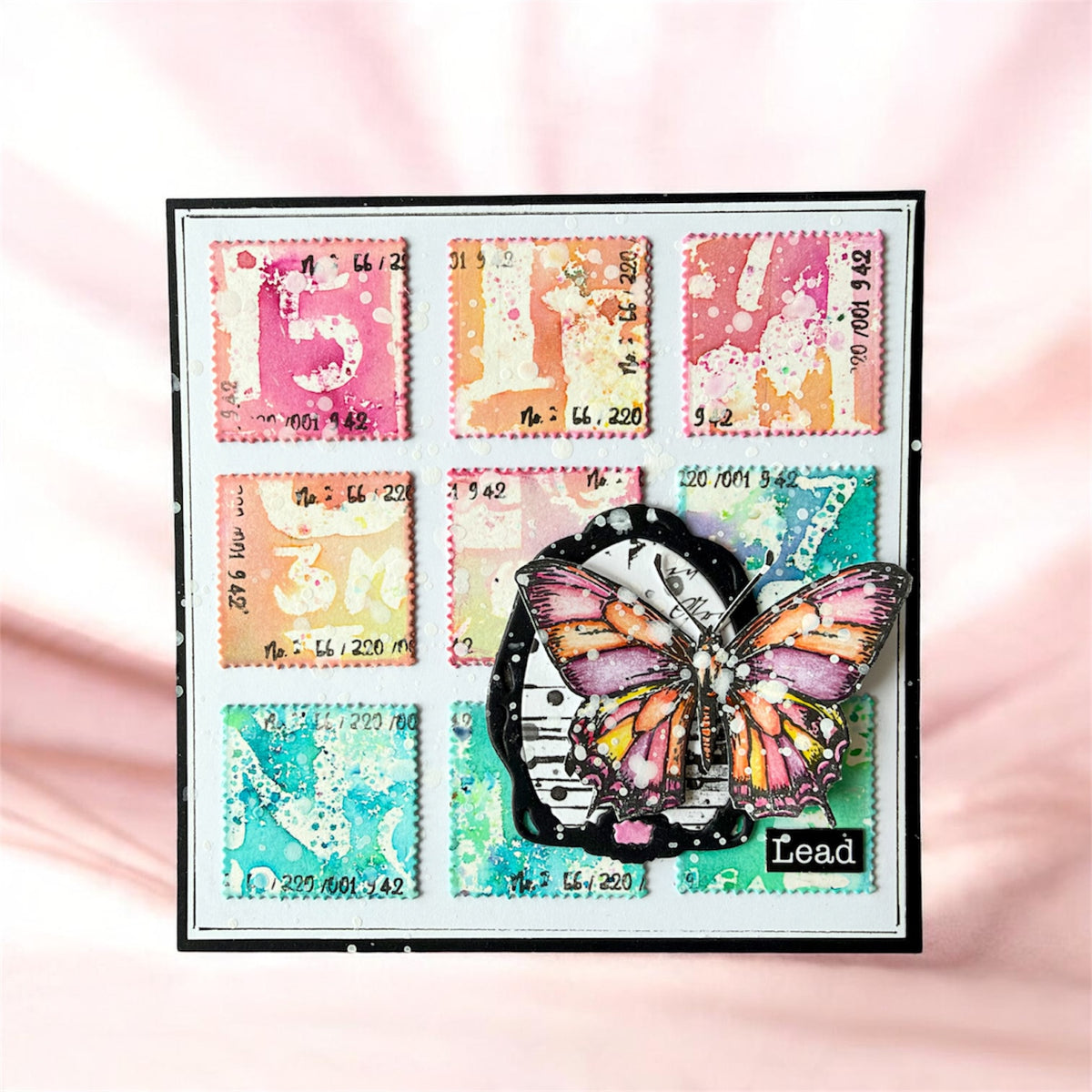 AALL & Create Taggy Tickets Dies die-127 multi colored butterfly numbers lead card