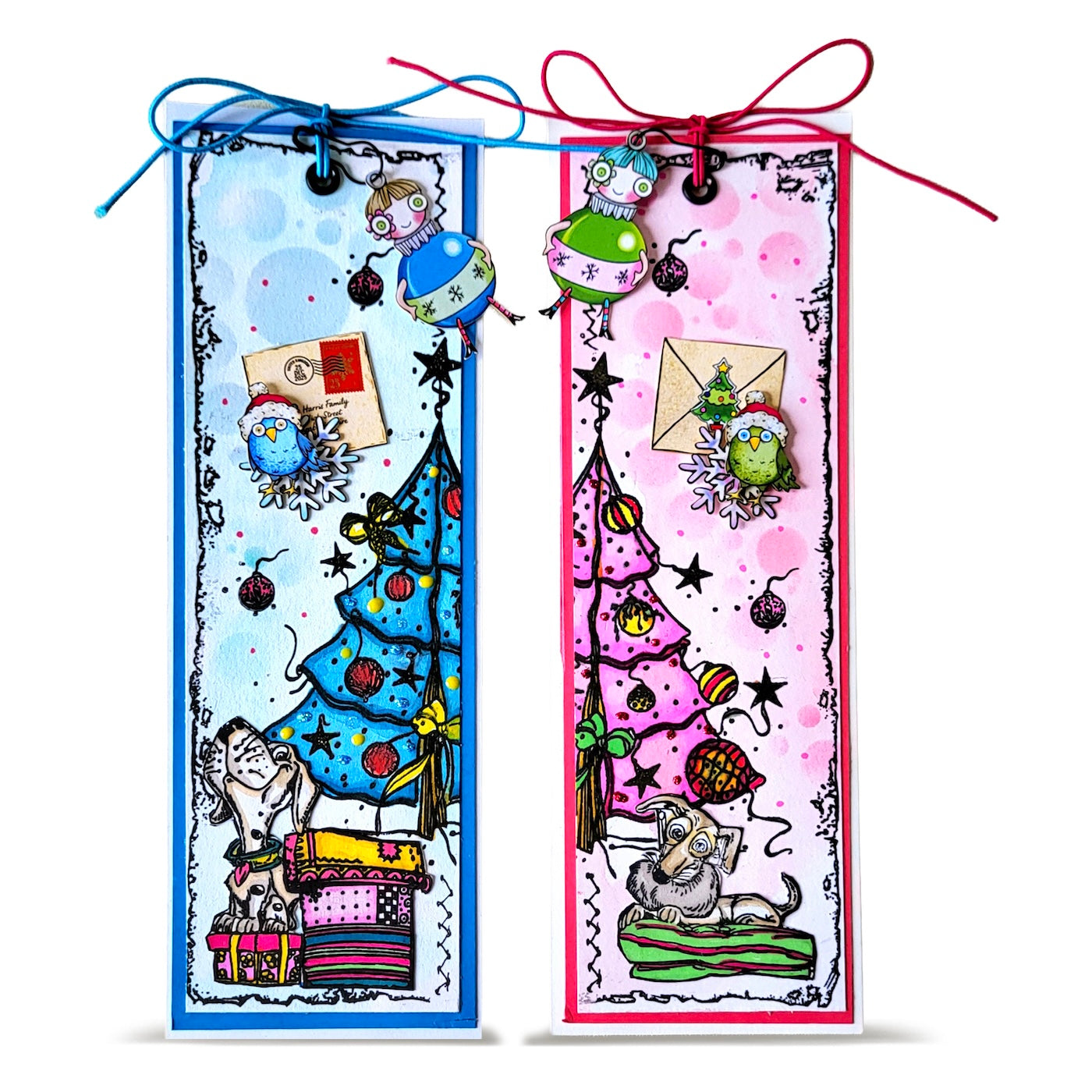AALL & Create Tinsel and Tidings Ephemera Die Cuts ep-095 colored christmas trees dogs birds with letters tag cards