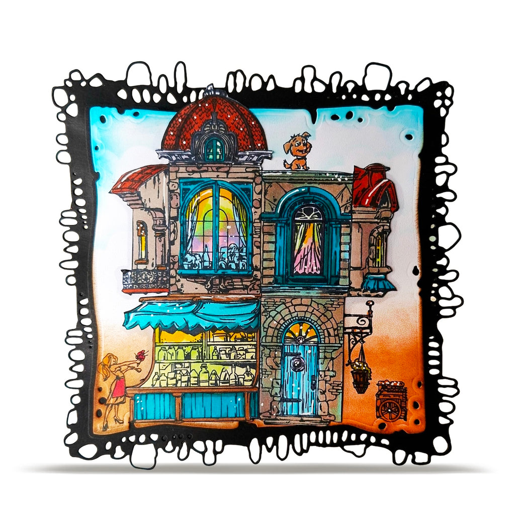 AALL & Create Tiny Kingdoms A5 Clear Stamp Set 1472 blue door dog red roof