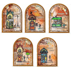 AALL & Create Tiny Kingdoms A5 Clear Stamp Set 1472 houses dog street lamp